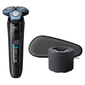 philips norelco shaver 7600, rechargeable wet & dry electric shaver with senseiq technology, quick clean pod, travel case and pop-up trimmer, s7886/84, multi