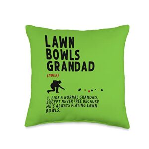 lawn bowling retirement & lawn bowls accessories funny lawn bowls grandad idea for men & funny retirement throw pillow, 16x16, multicolor