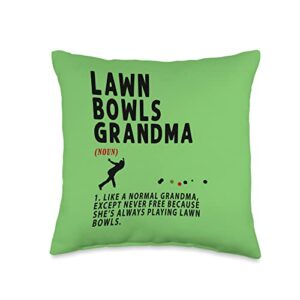 lawn bowling retirement & lawn bowls accessories funny lawn bowls grandma idea for women & funny retirement throw pillow, 16x16, multicolor