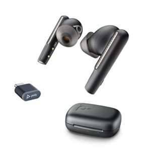 poly voyager free 60 uc true wireless earbuds (plantronics) – noise-canceling mics for clear calls – anc – portable charge case – compatible w/iphone, android, pc/mac, zoom, teams – amazon exclusive