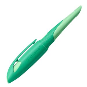 stabilo ergonomic school fountain pen easybirdy 3d wildfile special edition - nib m - right-handed - cartridge included - green