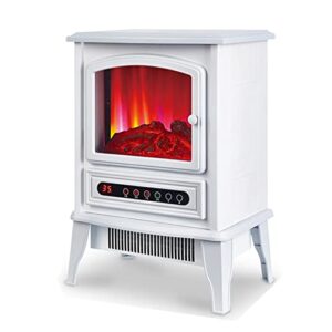 electric fireplace compact electric fireplace stove, 22”freestanding stove heater with remote control realistic flame overheating safety protection, for small spaces，2000w fire flame effect ( color :