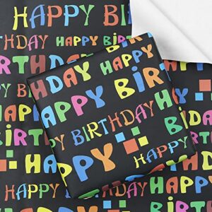 happy birthday wrapping paper for kids girls boys women men, gradient color gift wrap papers, wrapping paper birthday 4 sheets folded flat 20x28 inches per sheet