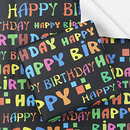 Happy Birthday Wrapping Paper For Kids Girls Boys Women Men, Gradient Color Gift Wrap Papers, Wrapping Paper Birthday 4 Sheets Folded Flat 20x28 inches per sheet