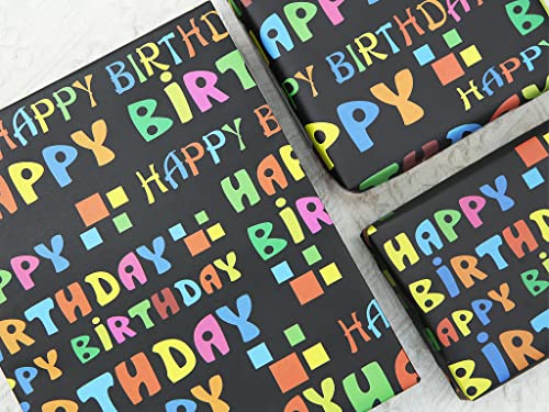 Happy Birthday Wrapping Paper For Kids Girls Boys Women Men, Gradient Color Gift Wrap Papers, Wrapping Paper Birthday 4 Sheets Folded Flat 20x28 inches per sheet