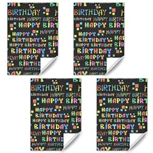 Happy Birthday Wrapping Paper For Kids Girls Boys Women Men, Gradient Color Gift Wrap Papers, Wrapping Paper Birthday 4 Sheets Folded Flat 20x28 inches per sheet