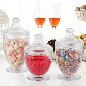 MOLIGOU Acrylic Apothecary Jars with Airtight Lid, Candy Jars for Candy Buffet, Decorative Bathroom Canisters, Set of 3