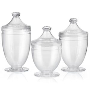MOLIGOU Acrylic Apothecary Jars with Airtight Lid, Candy Jars for Candy Buffet, Decorative Bathroom Canisters, Set of 3