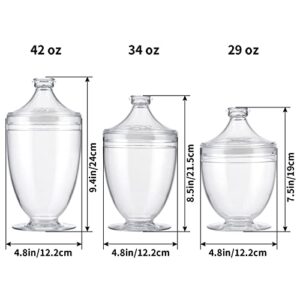 MOLIGOU Acrylic Apothecary Jars with Airtight Lid, Candy Jars for Candy Buffet, Decorative Bathroom Canisters, Set of 3