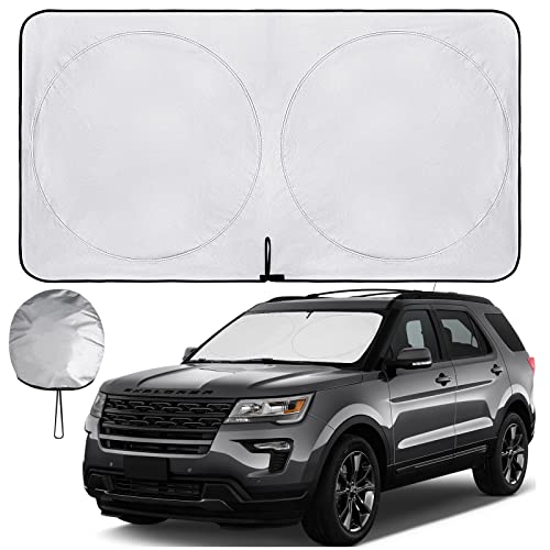 Windshield Sun Shade - Car Sun Shade Windshield, Foldable UV Ray Reflector Car Shade Front Windshield, Sun Visor for Car Keeps Your Vehicle Cool, for Most Sedans SUV and Trucks - Large 63 x 35.5 in