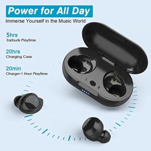 Integral Memory Earphone Wireless Earbuds,Bluetooth 5.0 Headset, IPX5 Waterproof in Ear Touch Earplug, Headset Lasting for 8 Hours, with Built-in Microphone Phone/Android/iOS (A), Black