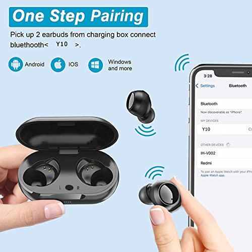 Integral Memory Earphone Wireless Earbuds,Bluetooth 5.0 Headset, IPX5 Waterproof in Ear Touch Earplug, Headset Lasting for 8 Hours, with Built-in Microphone Phone/Android/iOS (A), Black