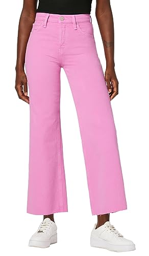 HUDSON Women's Rosie High Rise Wide Leg Ankle Jean, Fuchsia Pink Clean