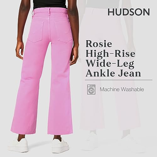 HUDSON Women's Rosie High Rise Wide Leg Ankle Jean, Fuchsia Pink Clean