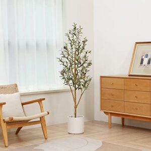 Kazeila Artificial Olive Tree Realistic Fake Silk Tree 5 Feet Tall Faux Plant for Home Decor Indoor