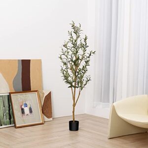 Kazeila Artificial Olive Tree Realistic Fake Silk Tree 5 Feet Tall Faux Plant for Home Decor Indoor