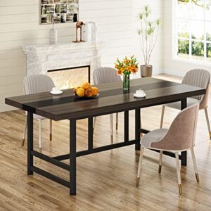 tribesigns dinning table for 6 people, 70 inches home & kitchen table, wood large dinning room table with metal frame for family gathering or party (rectangular), w70.86 * d31.49 * h29.92 in