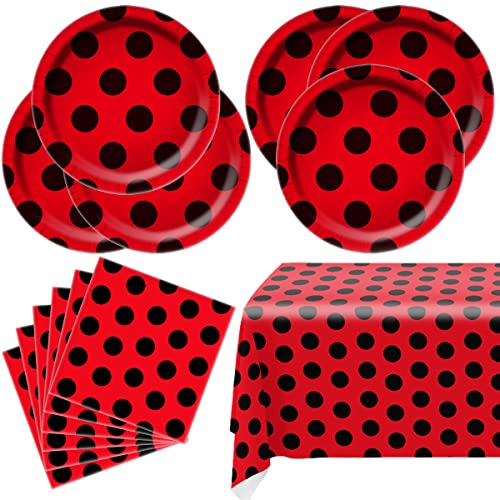 Ladybug Birthday Party Supplies,Ladybug Party Tableware Sets,Birthday Party Decorations for Girls