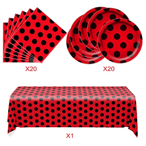 Ladybug Birthday Party Supplies,Ladybug Party Tableware Sets,Birthday Party Decorations for Girls