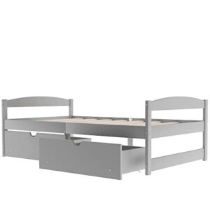 Lifeand Twin Size Daybed with 2 Drawers,Wood Storage Platform Bed for Kids Teens and Adults,No Box Spring Needed,Gray