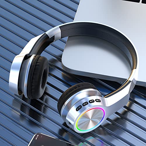 Nsxcdh Wireless Bluetooth Headphones Over Ear, Foldable Stereo Lightweight Headset with Built-in Mic & Deep Bass Adjustables Game Earbuds for PC Cell Phones