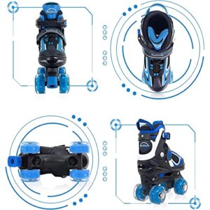 Nattork Kids Roller Skates for Boys Girls, 4 Sizes Adjustable Quad Skates with Light up Wheels,Best Gift for Beginners Outdoor Sports