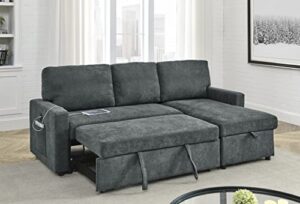 kingway upholstered sleeper sofa with usb ports sofabed, full xl, gray