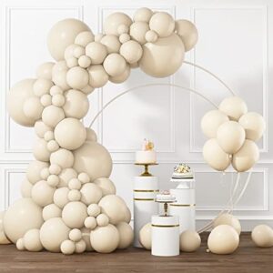 rubfac white sand balloons different sizes 105pcs 5/10/12/18 inch white cream balloon garland kit for wedding baby shower birthday party supplies bridal shower decorations