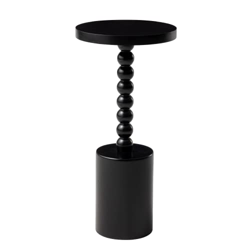 COZAYH Wood Pedestal End Table, Modern Drink Table with Base, Round Martini Table for Small Space Living Room, Bedroom, Black (PH03065-2)