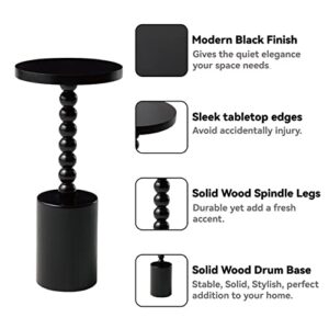 COZAYH Wood Pedestal End Table, Modern Drink Table with Base, Round Martini Table for Small Space Living Room, Bedroom, Black (PH03065-2)