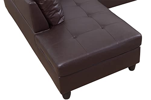 SIENWIEY Sectional Sofa Set, 103.5'' L-Shape Couch 3 PCS with Chaise and Storage Ottoman for Small Space Apartment Living Room Furniture(Brown,Left Chaise) A-brown