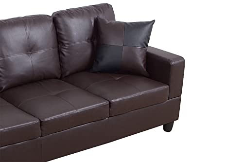 SIENWIEY Sectional Sofa Set, 103.5'' L-Shape Couch 3 PCS with Chaise and Storage Ottoman for Small Space Apartment Living Room Furniture(Brown,Left Chaise) A-brown