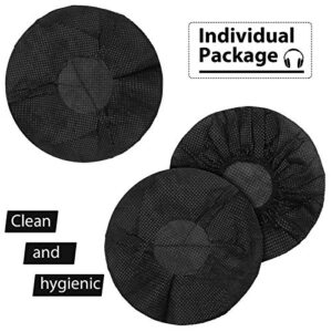 300 Pieces Disposable Headphone Covers Non Woven Sanitary Headphone Ear Covers Black Fabric Headset Covers Ear Pad Covers for Headphones, 11 Cm/ 4.3 Inch (Black, L-11 cm)