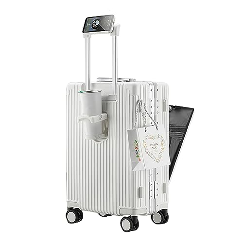 feilario Aluminium Frame Hardside Expandable Spinner Wheel Luggage, Built-In TSA lock Carry on Suitcase, with Cup Holder & USB Port & Phone Holder - - in 18in/20in/24in Sizes