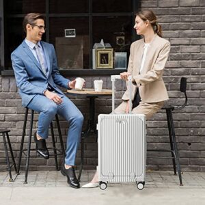 feilario Aluminium Frame Hardside Expandable Spinner Wheel Luggage, Built-In TSA lock Carry on Suitcase, with Cup Holder & USB Port & Phone Holder - - in 18in/20in/24in Sizes