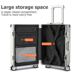 feilario Aluminium Frame Hardside Expandable Spinner Wheel Luggage, Built-In TSA lock Carry on Suitcase, with Cup Holder & USB Port & Phone Holder - - in 18in/20in/24in Sizes