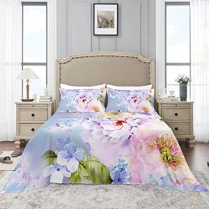 YIYEA Floral Queen Sheet Set - 1800 Thread Count Brushed Microfiber Floral Bed Sheets for Queen Size Bed - Extra Soft, Deep Pocket, Shrinkage and Fade Resistant - 4 Piece Set (Queen)