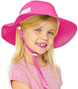 geartop kids sun hat with upf 50+ sun protection - girls sun hat & boys sun hat - kids beach hat for ages 2-13 - toddler sun hat (pink)