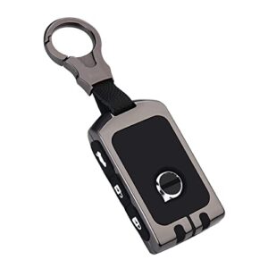 sucxyor compatible with volvo key fob cover key fob case with keychain for 2017-2023 xc90 xc60 xc40 s90 v90 s60 v60,metal shell & soft silicone protection 4 buttons smart key(gray)