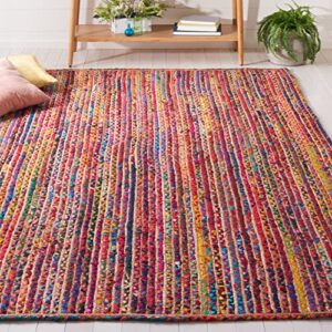 safavieh braided collection accent rug - 4' x 6', natural & multi, handmade farmhouse cotton, ideal for high traffic areas in entryway, living room, bedroom (brd262b)