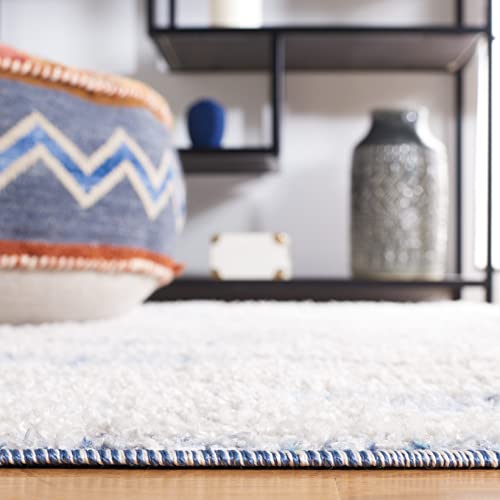 Safavieh Chapel Collection Accent Rug - 4' x 6', Blue & Ivory, Rustic Boho Braided Tassel Design, Non-Shedding & Easy Care, Ideal for High Traffic Areas in Entryway, Living Room, Bedroom (CHP404M)