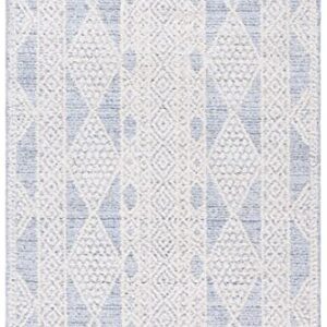Safavieh Chapel Collection Accent Rug - 4' x 6', Blue & Ivory, Rustic Boho Braided Tassel Design, Non-Shedding & Easy Care, Ideal for High Traffic Areas in Entryway, Living Room, Bedroom (CHP404M)