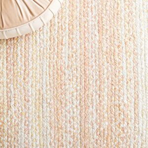 Safavieh Braided Collection Area Rug - 4' x 6' Oval, Beige with Pink Accents, Handmade Cotton, Country Cottage Style, Reversible, Ideal for Areas in Entryway Living Room Bedroom Kitchen (BRD452B)