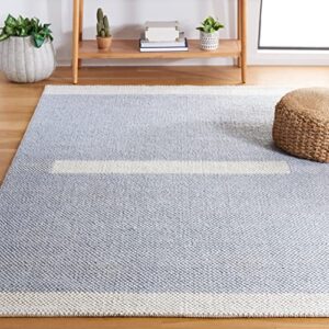 safavieh natura collection accent rug - 3' x 5', light blue & ivory, handmade flat weave modern stripe wool, ideal for high traffic areas in entryway, living room, bedroom (nat324l)