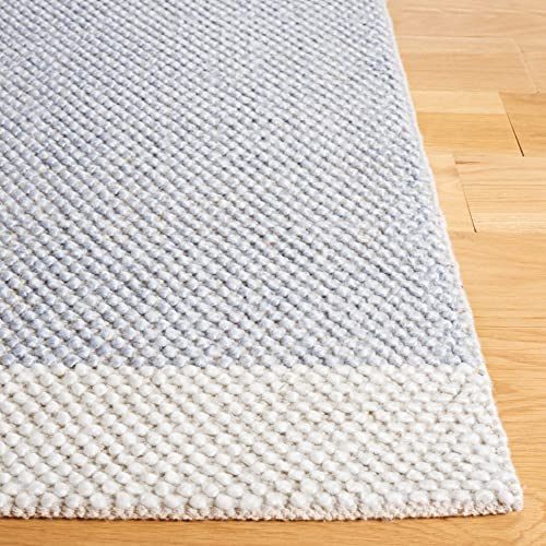 SAFAVIEH Natura Collection Accent Rug - 3' x 5', Light Blue & Ivory, Handmade Flat Weave Modern Stripe Wool, Ideal for High Traffic Areas in Entryway, Living Room, Bedroom (NAT324L)