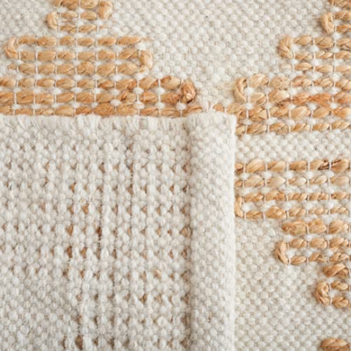 SAFAVIEH Natural Fiber Collection Area Rug - 8' x 10', Ivory & Natural, Handmade Farmhouse Jute & Wool, Ideal for High Traffic Areas in Living Room, Bedroom (NF511A)