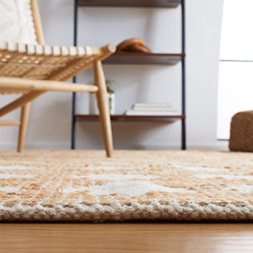 SAFAVIEH Natural Fiber Collection Area Rug - 8' x 10', Ivory & Natural, Handmade Farmhouse Jute & Wool, Ideal for High Traffic Areas in Living Room, Bedroom (NF511A)