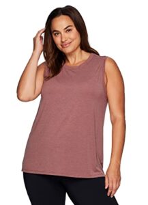 rbx women's plus size fashion tank top relaxed yoga tunic tank dusty rose heather 2x