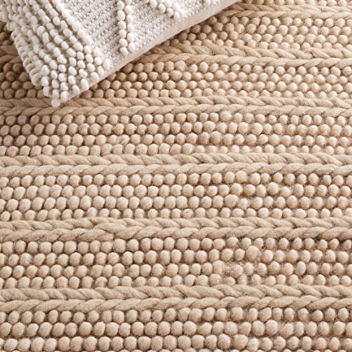 Safavieh Natura Collection Accent Rug - 4' x 6', Beige, Handmade Flat Weave Boho Farmhouse Wool, Ideal for High Traffic Areas in Entryway, Living Room, Bedroom (NAT280B)