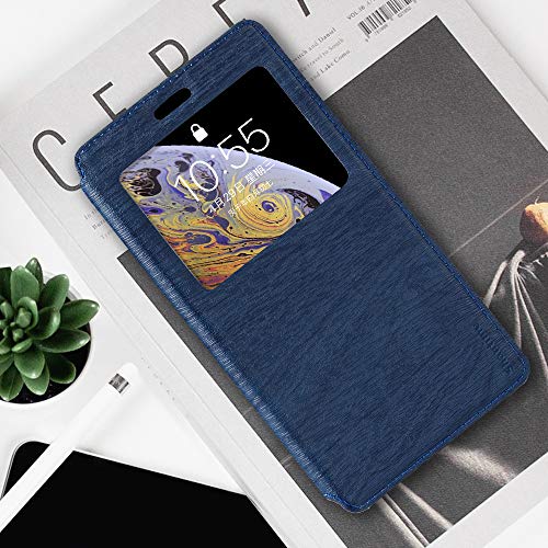 Shantime for Oppo Realme 10 Pro+ Case, Wood Grain Leather Case with Card Holder and Window, Magnetic Flip Cover for Oppo Realme 10 Pro Plus (6.7”) Blue
